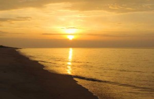 Sunrise over a Pacific Beach